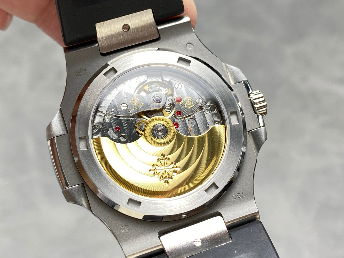 Patek Philippe Nautilus Jumbo 5711/1A White Dial on Rubber Strap