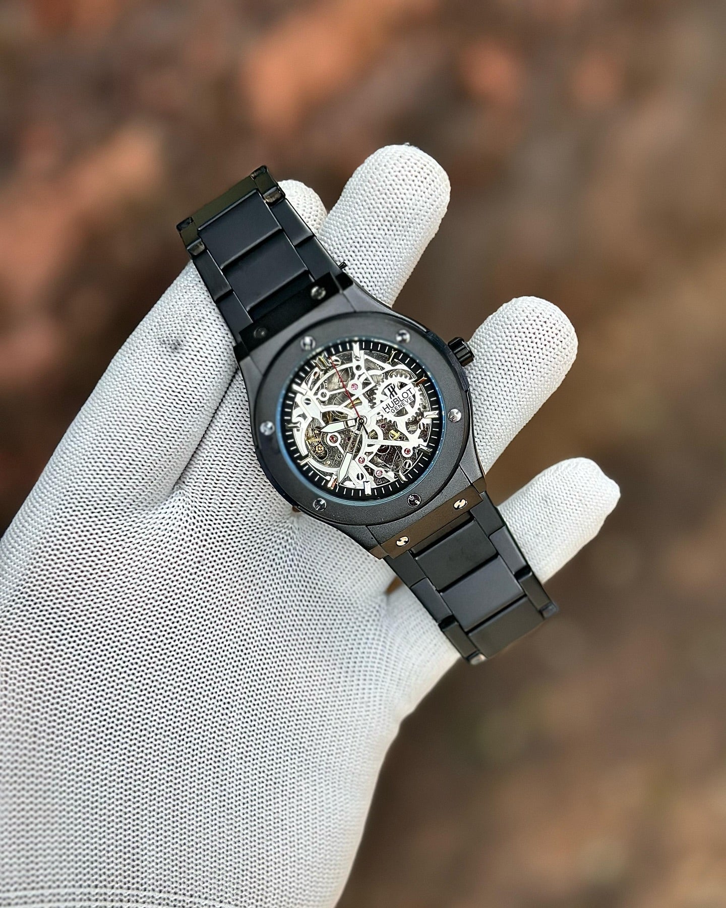 Hublot Automatic Skeleton Dial Steel Bracelet